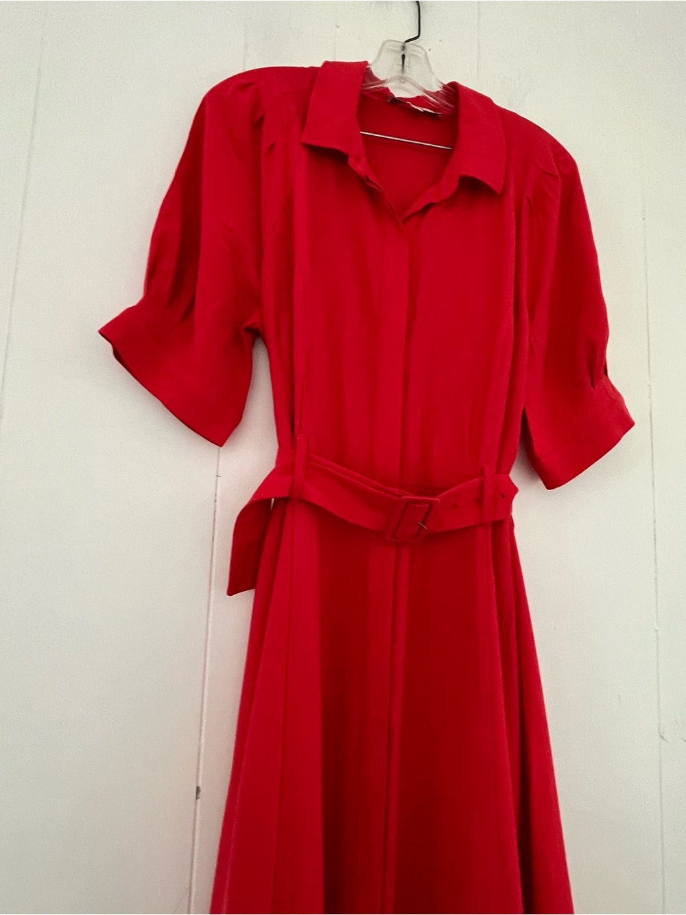 LOFT Classic Red Belted Tailored Shirt Dress Size 12 - Picture 5 of 15